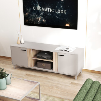 Έπιπλο τηλεόρασης Polenio pakoworld taupe με φυσικό 150x40x53εκ **