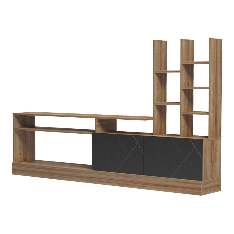 Σύνθετο σαλονιού Seruno pakoworld oak - μαύρο μαρμάρου 170x25x100εκ **