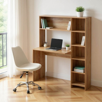 Γραφείο με βιβλιοθήκη Janson pakoworld oak 113.2x40x141.8εκ **