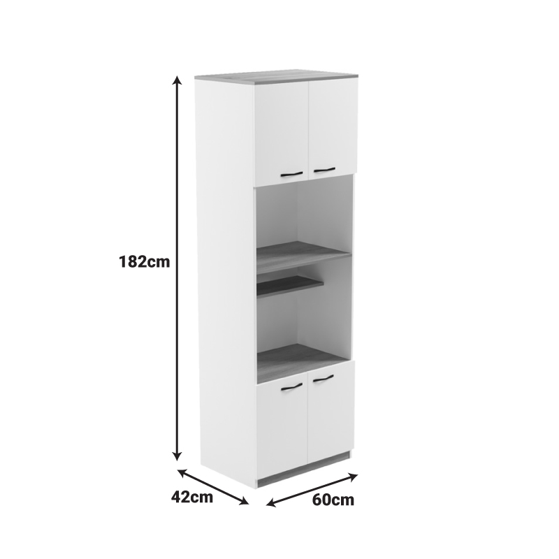 Ντουλάπα κουζίνας Rowan pakoworld σε λευκή-sonoma απόχρωση 60x42x182εκ ** Ντουλάπα κουζίνας Rowan pakoworld σε λευκή-sonoma απόχρωση 60x42x182εκ **