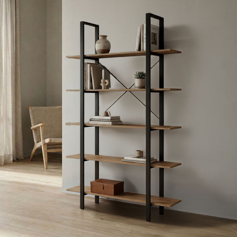 Βιβλιοθήκη-Ραφιέρα Loftie pakoworld sonoma-μαύρο μέταλλο 126x28x165εκ ** Βιβλιοθήκη-Ραφιέρα Loftie pakoworld sonoma-μαύρο μέταλλο 126x28x165εκ **
