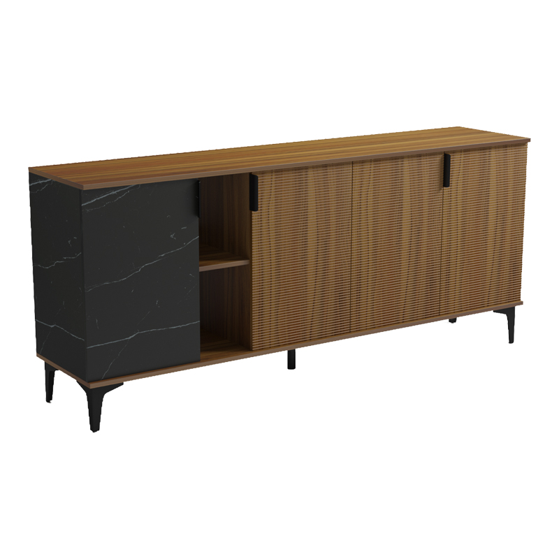 Μπουφές Riba pakoworld καρυδί-μαύρη όψη μαρμάρου 180x40x78εκ ** Μπουφές Riba pakoworld καρυδί-μαύρη όψη μαρμάρου 180x40x78εκ **