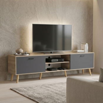 Έπιπλο τηλεόρασης Gorna pakoworld sonoma-ανθρακί 180x35x48.6εκ **