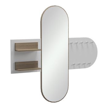 Κρεμάστρα με καθρέπτη Baunty pakoworld sonoma-λευκό 125x11x122εκ ** Κρεμάστρα με καθρέπτη Baunty pakoworld sonoma-λευκό 125x11x122εκ **