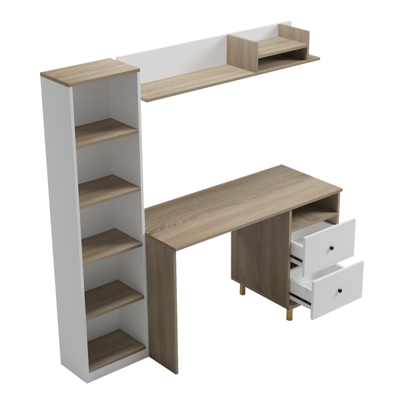 Σύνθεση γραφείου Kontor pakoworld sonoma-λευκό 160x50x158,2εκ ** Σύνθεση γραφείου Kontor pakoworld sonoma-λευκό 160x50x158,2εκ **