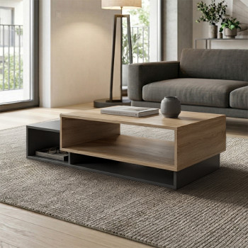 Τραπέζι σαλονιού Dekost pakoworld σε sonoma-ανθρακί 105x50x32εκ **