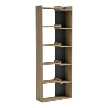 Βιβλιοθήκη Corpus pakoworld sonoma - ανθρακί 61x22x162εκ **