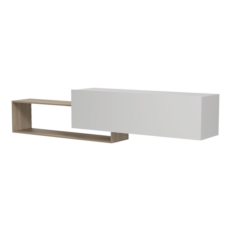 Έπιπλο τηλεόρασης επιτοίχιο Olande pakoworld sonoma-λευκό 210x35x48εκ **