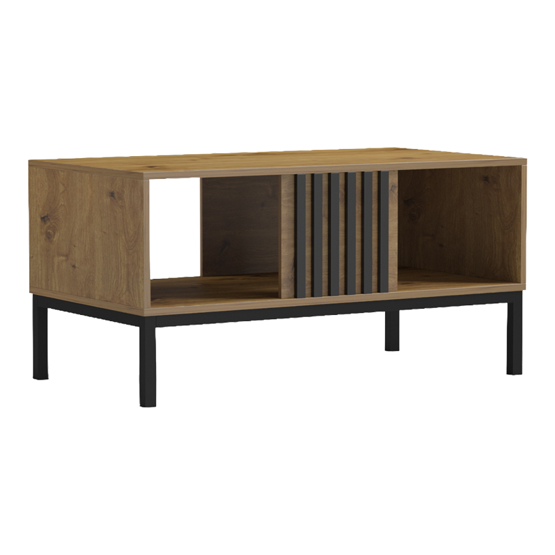Τραπέζι σαλονιού Delanka pakoworld oak-μαύρο 92x50x46εκ ** Τραπέζι σαλονιού Delanka pakoworld oak-μαύρο 92x50x46εκ **