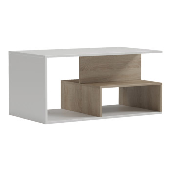 Τραπέζι σαλονιού Kelena pakoworld sonoma-λευκό 90x51x43εκ **