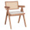 Πολυθρόνα Winslow pakoworld ξύλο rubberwood ανοικτό καρυδί-pvc rattan φυσικό-ύφασμα γκρι - 2τμχ.
