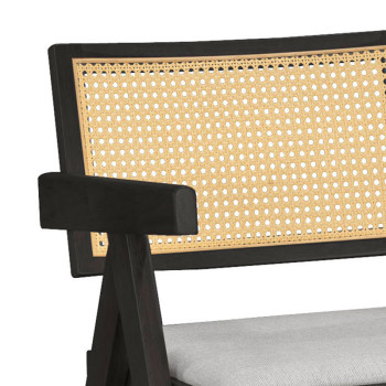 Πολυθρόνα Winslow pakoworld ξύλο rubberwood μαύρο-pvc rattan φυσικό-ύφασμα γκρι - 2τμχ. Πολυθρόνα Winslow pakoworld ξύλο rubberwood μαύρο-pvc rattan φυσικό-ύφασμα γκρι - 2τμχ.