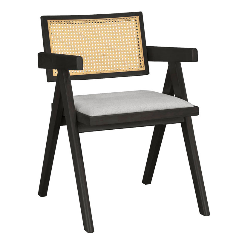 Πολυθρόνα Winslow pakoworld ξύλο rubberwood μαύρο-pvc rattan φυσικό-ύφασμα γκρι - 2τμχ. Πολυθρόνα Winslow pakoworld ξύλο rubberwood μαύρο-pvc rattan φυσικό-ύφασμα γκρι - 2τμχ.