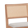Σκαμπό bar Winslow pakoworld ξύλο rubberwood ανοικτό καρυδί-pvc rattan φυσικό-ύφασμα γκρι 44.5x46x98εκ - 2τμχ.