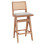 Σκαμπό bar Winslow pakoworld ξύλο rubberwood ανοικτό καρυδί-pvc rattan φυσικό-ύφασμα γκρι 44.5x46x98εκ - 2τμχ.