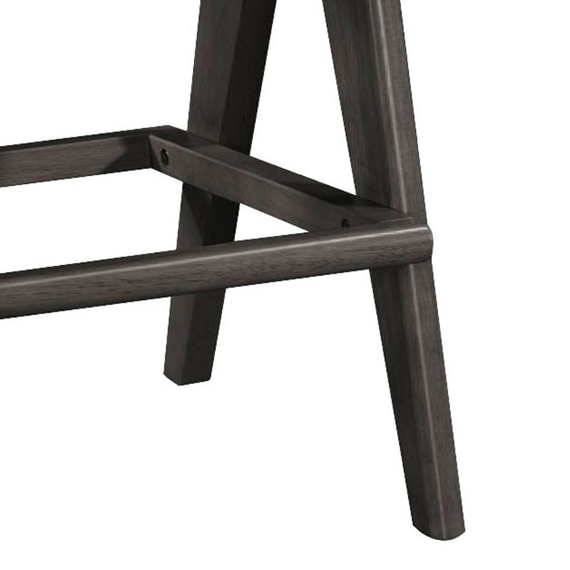 Σκαμπό bar Winslow pakoworld ξύλο rubberwood μαύρο-pvc rattan φυσικό-ύφασμα γκρι 44.5x46x98εκ - 2τμχ.
