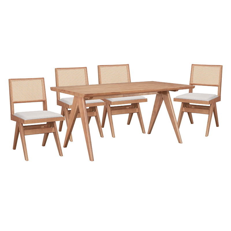 Τραπεζαρία Winslow pakoworld σετ 5τεμ ξύλο rubberwood ανοιχτό καρυδί 160x85x75εκ ** Τραπεζαρία Winslow pakoworld σετ 5τεμ ξύλο rubberwood ανοιχτό καρυδί 160x85x75εκ **