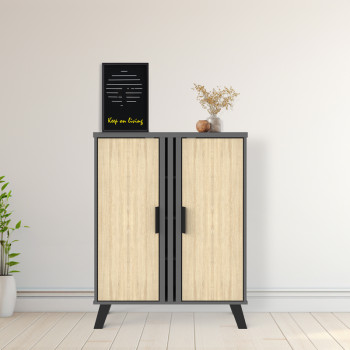Παπουτσοθήκη-ντουλάπι Shoby pakoworld sonoma-ανθρακί 70.5x30x91εκ **