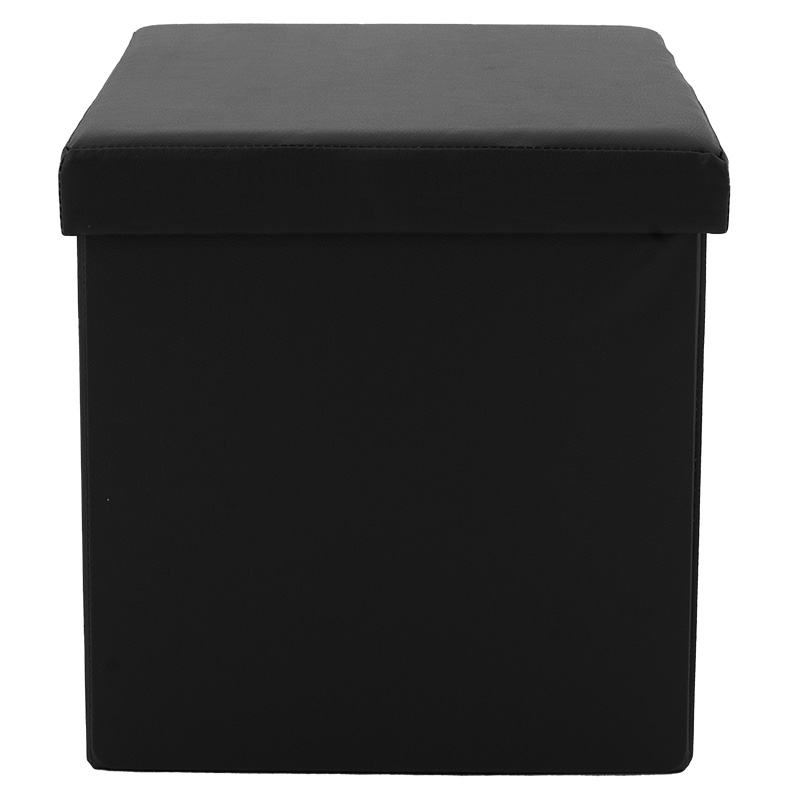 Σκαμπό-μπαούλο Crystal pakoworld pu μαύρο 38x38x38εκ ** Σκαμπό-μπαούλο Crystal pakoworld pu μαύρο 38x38x38εκ **
