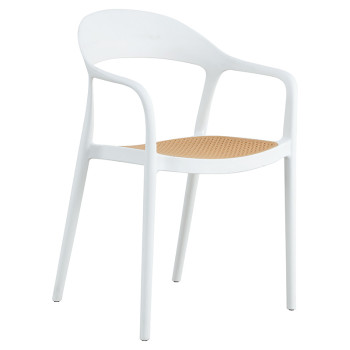 Πολυθρόνα Ember στοιβαζόμενη pakoworld με UV protection PP μπεζ- λευκό 52.5x56.5x81εκ. **