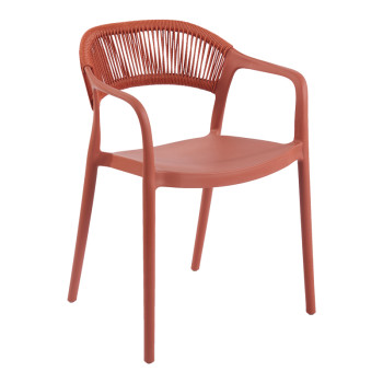 Πολυθρόνα Ankara pakoworld στοιβαζόμενη pp-pe rattan σε terracotta απόχρωση 54x55.5x77εκ **