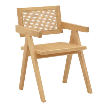 Πολυθρόνα Winslow pakoworld φυσικό rubberwood 52x59x79εκ **