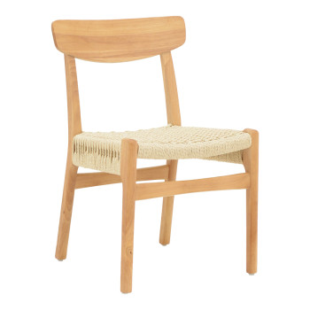 Καρέκλα Eaprine pakoworld φυσικό σχοινί-rubberwood 49x53x77εκ **