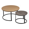 Τραπέζια σαλονιού Solme I pakoworld σετ 2τεμ oak με αντικέ γκρι και μαύρα μεταλλικά πόδια **