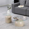 Τραπέζια σαλονιού Barel pakoworld σετ 2τεμ μέταλλο cappuccino- clear glass **