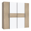 Ντουλάπα ρούχων Closet pakoworld τετράφυλλη sonoma oak-λευκό μελαμίνης 200x61.5x190.5εκ ** Ντουλάπα ρούχων Closet pakoworld τετράφυλλη sonoma oak-λευκό μελαμίνης 200x61.5x190.5εκ **
