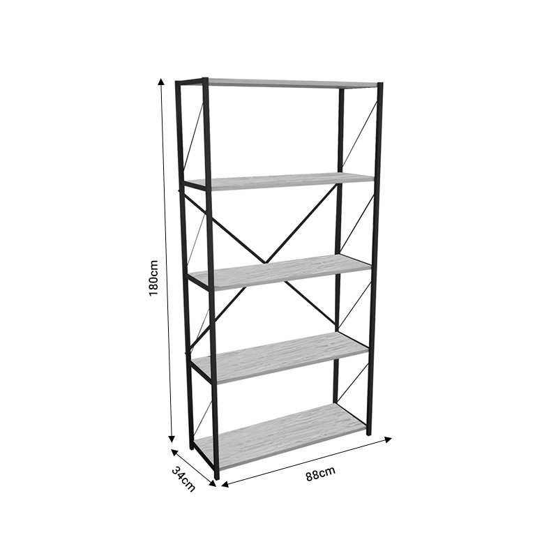 Βιβλιοθήκη Tikilmo pakoworld oak μελαμίνης-μαύρο μέταλλο 88x34x180εκ ** Βιβλιοθήκη Tikilmo pakoworld oak μελαμίνης-μαύρο μέταλλο 88x34x180εκ **