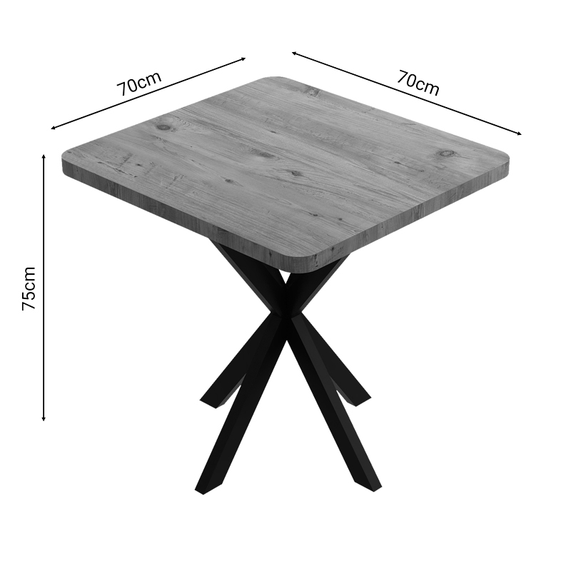 Τραπέζι Prestone pakoworld oak μελαμίνης-μαύρο μέταλλο 70x70x75εκ ** Τραπέζι Prestone pakoworld oak μελαμίνης-μαύρο μέταλλο 70x70x75εκ **