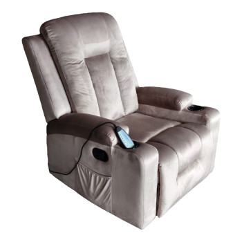 Πολυθρόνα relax με μηχανισμό massage Gessel pakoworld βελούδο σε γκρι απόχρωση 80x90x98εκ **