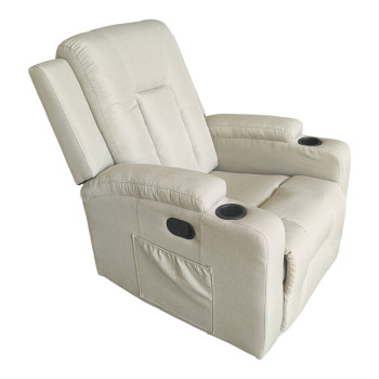 Πολυθρόνα relax με μηχανισμό massage Gessel pakoworld μπεζ ύφασμα 80x90x98εκ **