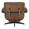 Πολυθρόνα-υποπόδιο relax Jenna pakoworld μαύρο pu- plywood καρυδί 82x92x82εκ **