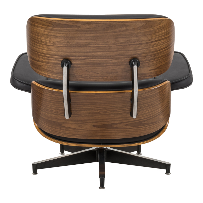 Πολυθρόνα-υποπόδιο relax Jenna pakoworld μαύρο pu- plywood καρυδί 82x92x82εκ **