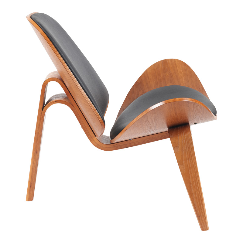 Πολυθρόνα Vilma pakoworld PU μαύρο- plywood καρυδί 90x76.5x74.5εκ **