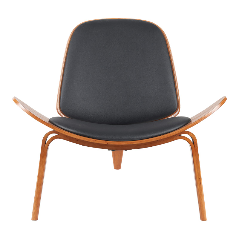 Πολυθρόνα Vilma pakoworld PU μαύρο- plywood καρυδί 90x76.5x74.5εκ **