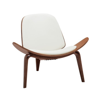Πολυθρόνα Vilma pakoworld PU μπεζ- plywood καρυδί 90x76.5x74.5εκ **