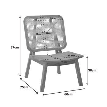 Πολυθρόνα Viborg pakoworld φυσικό teak ξύλο-φυσικό rattan 60x75x87εκ ** Πολυθρόνα Viborg pakoworld φυσικό teak ξύλο-φυσικό rattan 60x75x87εκ **