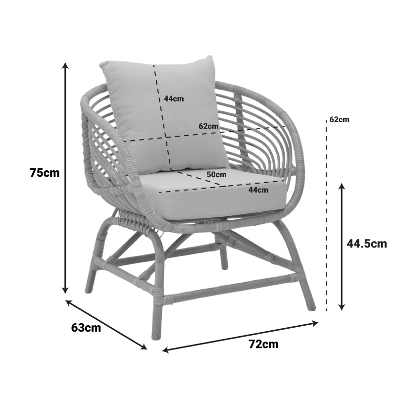 Πολυθρόνα Caxen pakoworld φυσικό rattan-λευκό μαξιλάρι 72x63x75εκ ** Πολυθρόνα Caxen pakoworld φυσικό rattan-λευκό μαξιλάρι 72x63x75εκ **