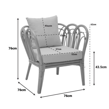 Πολυθρόνα Tania pakoworld φυσικό rattan-λευκό μαξιλάρι 76x76x76εκ ** Πολυθρόνα Tania pakoworld φυσικό rattan-λευκό μαξιλάρι 76x76x76εκ **