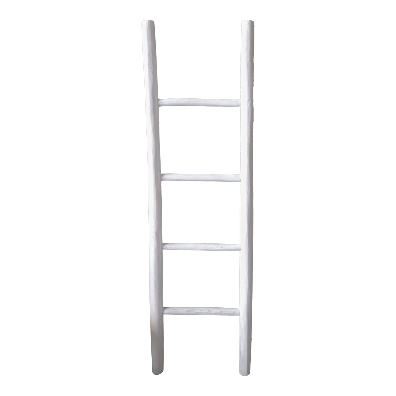 Σκάλα Morjeve pakoworld teak ξύλο σε white wash απόχρωση 45x6x150εκ **