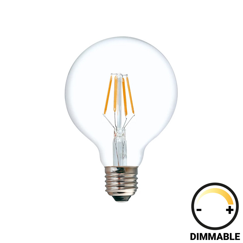 Λαμπτήρας LED G95 Bulb pakoworld dimmable 4W E27 2700K 200-220V clear **