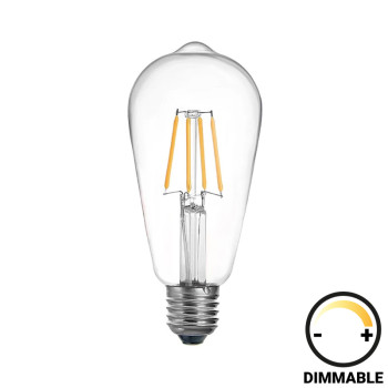 Λαμπτήρας LED ST64 Bulb pakoworld dimmable 4W E27 2700K clear ** Λαμπτήρας LED ST64 Bulb pakoworld dimmable 4W E27 2700K clear **