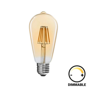 Λαμπτήρας LED ST64 Bulb pakoworld dimmable 4W E27 2700K amber ** Λαμπτήρας LED ST64 Bulb pakoworld dimmable 4W E27 2700K amber **