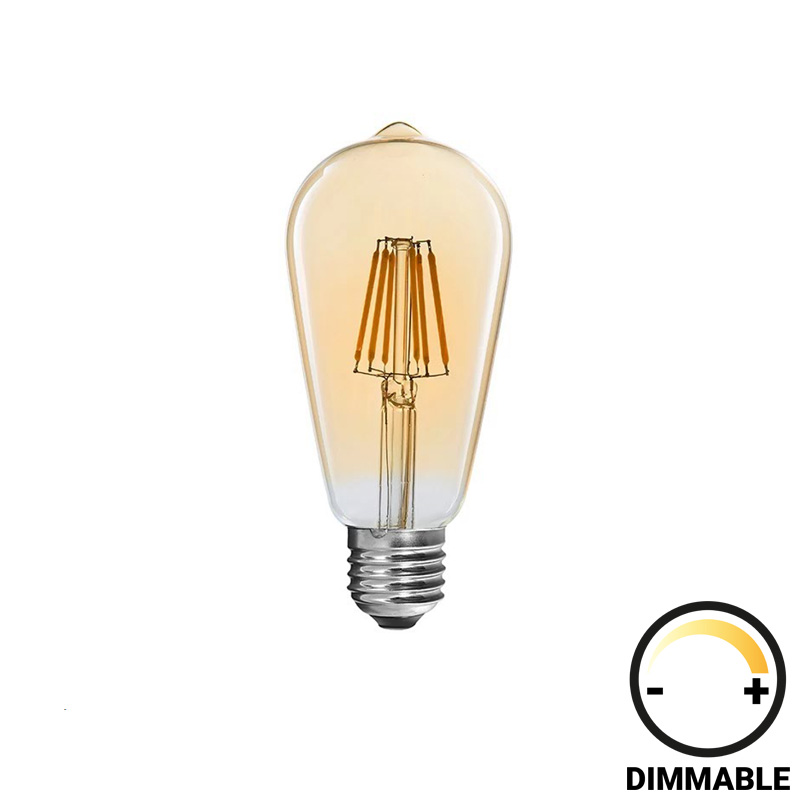 Λαμπτήρας LED ST64 Bulb pakoworld dimmable 8W E27 2700K amber ** Λαμπτήρας LED ST64 Bulb pakoworld dimmable 8W E27 2700K amber **