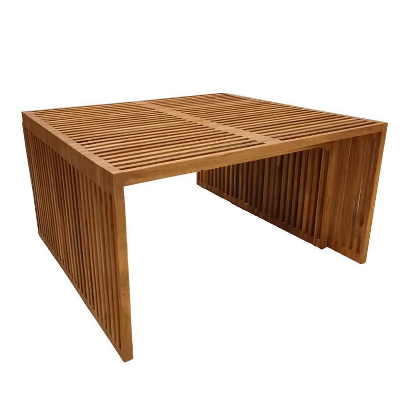 Τραπέζι Tinnie I pakoworld σετ 2τεμ teak ξύλο σε φυσική απόχρωση **