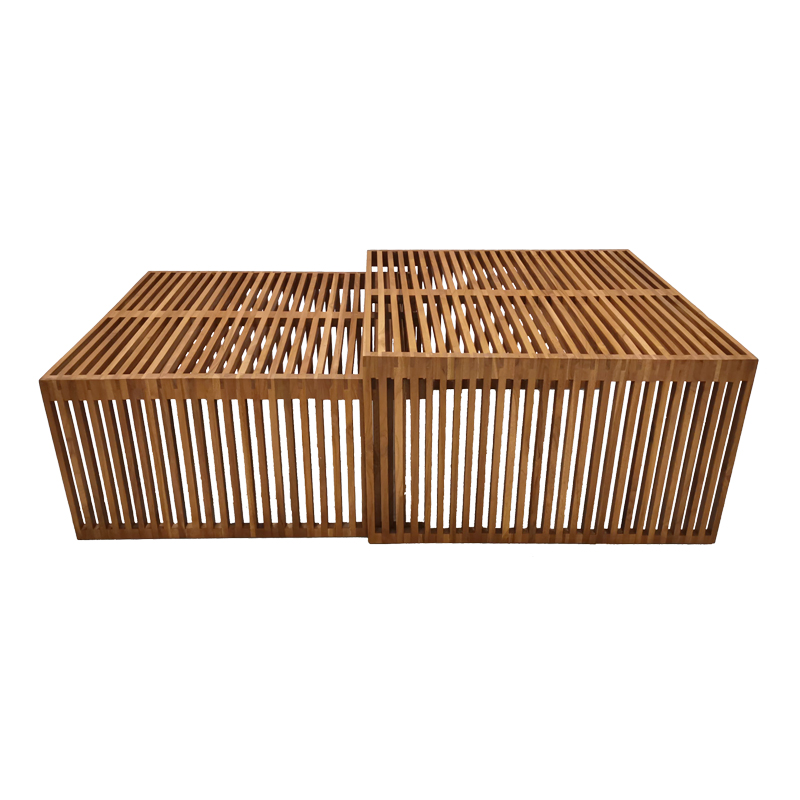 Τραπέζι Tinnie I pakoworld σετ 2τεμ teak ξύλο σε φυσική απόχρωση **