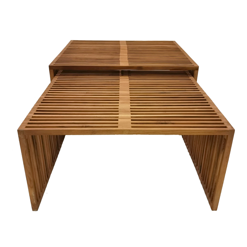 Τραπέζι Tinnie I pakoworld σετ 2τεμ teak ξύλο σε φυσική απόχρωση **